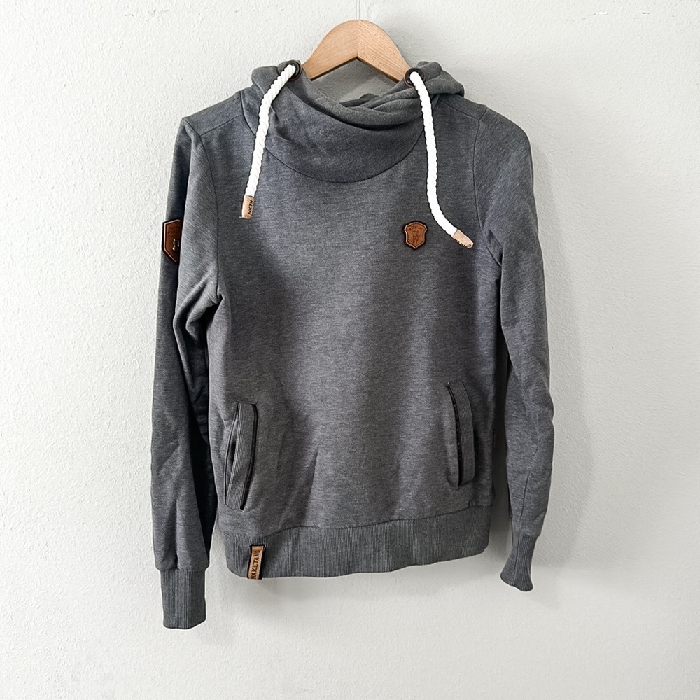 Naketano Women's Hooded Sweatshirt Gray Size Medium